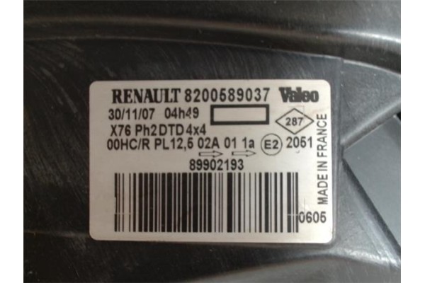 Recambio de faro delantero dcho para renault kangoo i (f/kc0) 1.5 dci (kc07) referencia OEM IAM 8200589037 89902193 