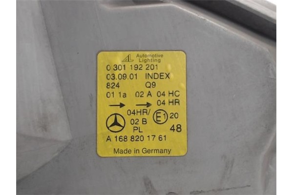 Recambio de faro delantero izquierdo para mercedes-benz clase a (bm 168) referencia OEM IAM A1688200161  