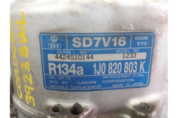 Recambio de compresor aire acond. para seat cordoba berlina (6k2) 1.9 d referencia OEM IAM 1J0820803K SD7V16 1233 1J0820803B , A