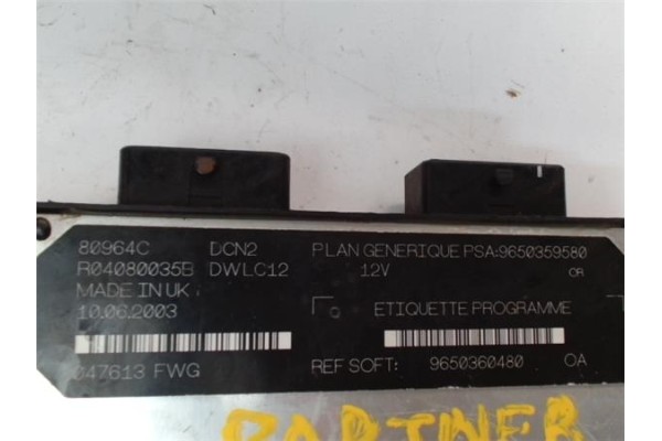 Recambio de centralita para peugeot partner furgón (5) 1.9 d referencia OEM IAM R04080035B 9650359580 