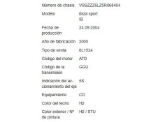 seat ibiza (6l1) del año 2004