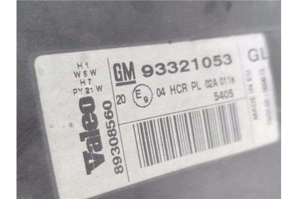 Recambio de faro delantero dcho para opel meriva 1.3 cdti referencia OEM IAM 93321053 89308560 