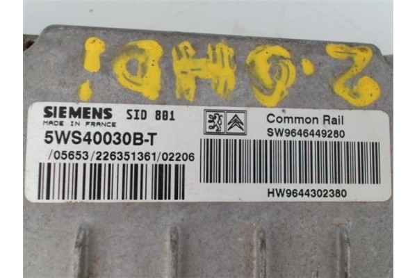 Recambio de centralita para peugeot 307 (3a/c) 2.0 hdi 90 referencia OEM IAM 9646449280 5WS40030BT 
