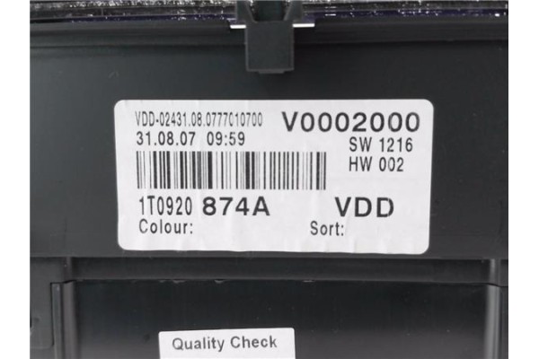 Recambio de cuadro completo para volkswagen touran (1t1) 2.0 tdi referencia OEM IAM 1T0920874A 1,10E+11 