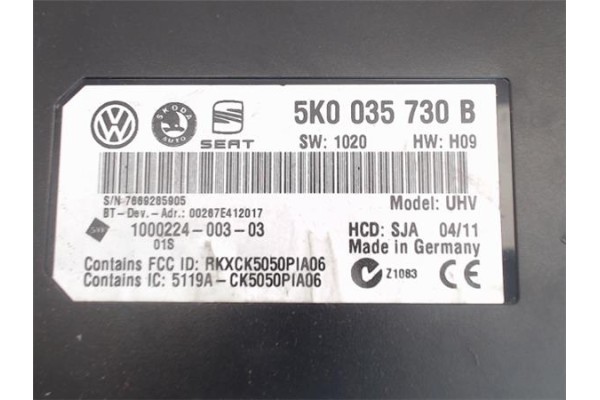 Recambio de modulo electronico para volkswagen golf vi (5k1) 1.4 advance referencia OEM IAM 5K0035730B  