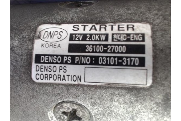 Recambio de motor arranque para kia carens (rs) 2.0 crdi referencia OEM IAM 3610027000 031013170 