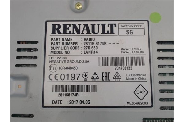 Recambio de navegador para renault grand scenic iv 1.2 tce referencia OEM IAM 281158174R  