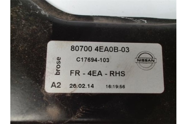 Recambio de mecanismo elevalunas delantero derecho para nissan qashqai (j11e) sin definir referencia OEM IAM 807004EA0B03 C17694