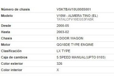 nissan almera tino (v10m) del año 2002