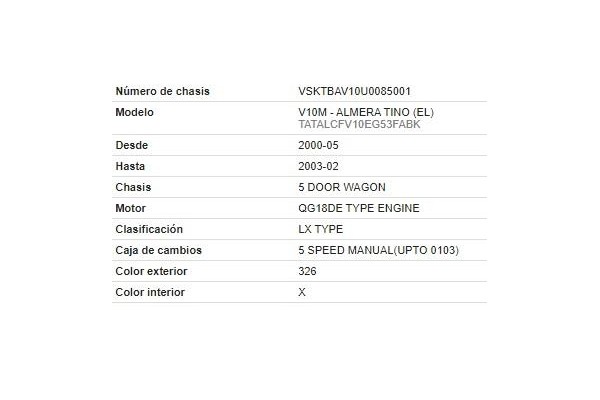 nissan almera tino (v10m) del año 2002