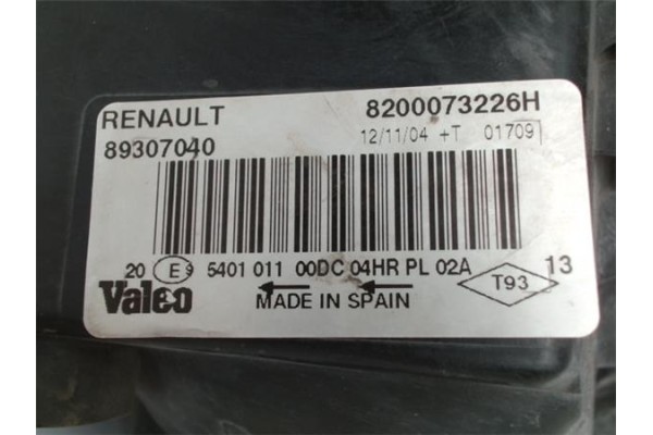 Recambio de faro delantero dcho para renault megane ii ranchera familiar (km0/1_) 1.9 dci referencia OEM IAM 8200073226H  