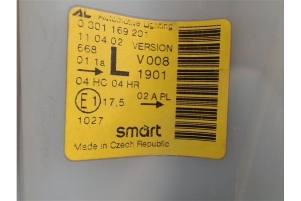 Recambio de faro delantero izquierdo para smart fortwo coupe 600 referencia OEM IAM 301169201 0013464V001000000 