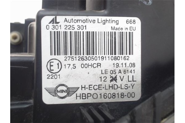 Recambio de faro delantero izquierdo para mini mini (r56) 1.6 cooper referencia OEM IAM 0301225301 16081800 