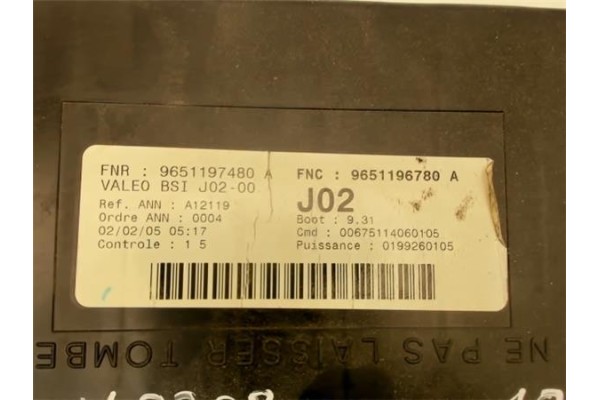 Recambio de caja fusibles/rele para peugeot 307 (s1) 2.0 speed up referencia OEM IAM 9651197480  