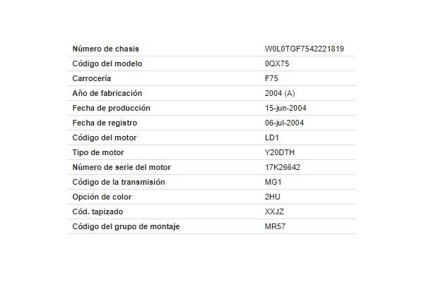opel zafira a del año 2004