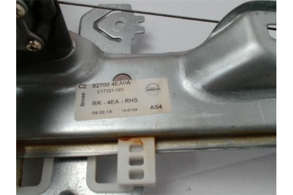 Recambio de mecanismo elevalunas trasero derecho para nissan qashqai (j11e) sin definir referencia OEM IAM 827004EA0A C17321101 