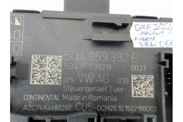 Recambio de centralita cierre para volkswagen golf vii (5g1/be1) referencia OEM IAM 5Q4959392E  