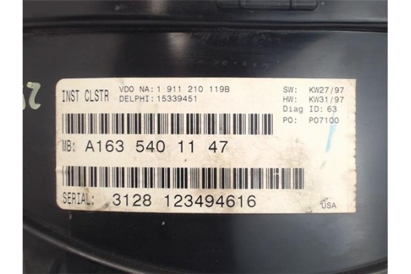 Recambio de cuadro completo para mercedes-benz clase m (bm 163) 3.2 320 (163.154) referencia OEM IAM A1635403711  