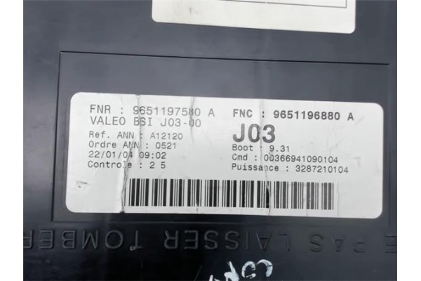 Recambio de caja fusibles/rele para peugeot 307 (s1) referencia OEM IAM 9651197580  