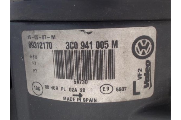 Recambio de faro delantero izquierdo para volkswagen passat berlina (3c2) 2.0 tdi referencia OEM IAM 3C0941005M  3C0941005AA , A