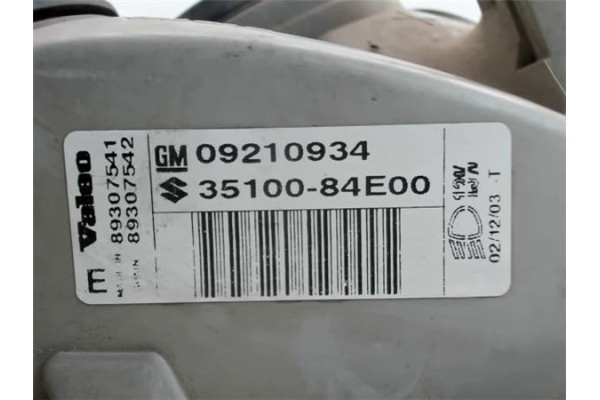 Recambio de faro delantero dcho para opel agila referencia OEM IAM 09210934 89307541 