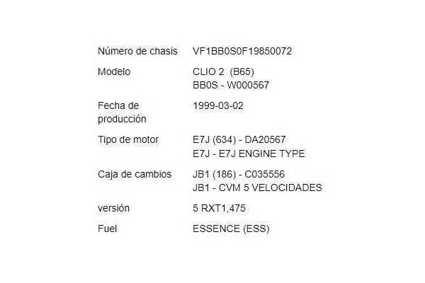 renault clio ii fase i (b/cb0) del año 1999