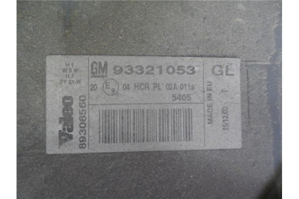 Recambio de faro delantero dcho para opel meriva 1.7 increibles referencia OEM IAM 93321053 VALEO 