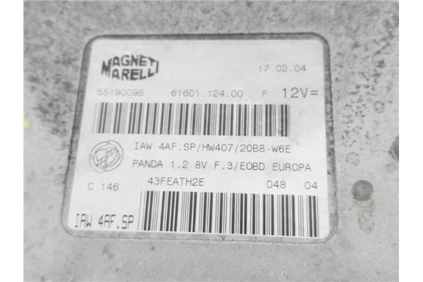 Recambio de centralita para fiat ii panda (169) 1.2 referencia OEM IAM 55190098 6160112400 