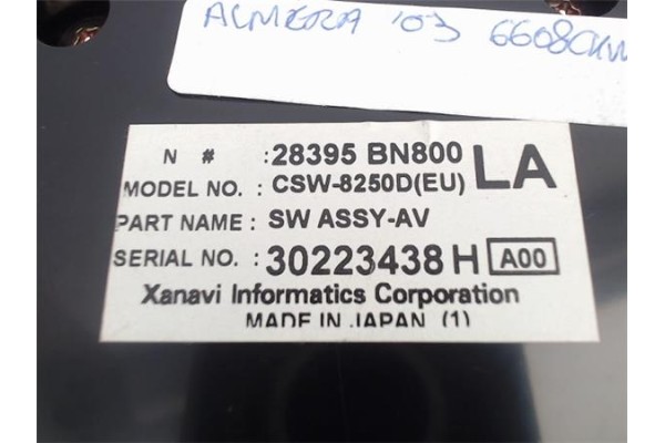 Recambio de mandos climatizador para nissan almera (n16/e) referencia OEM IAM 28395BN800  