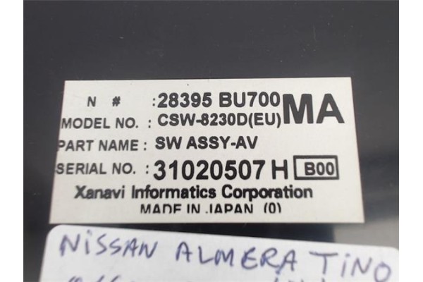 Recambio de mandos climatizador para nissan almera tino (v10m) referencia OEM IAM 28395BU700  