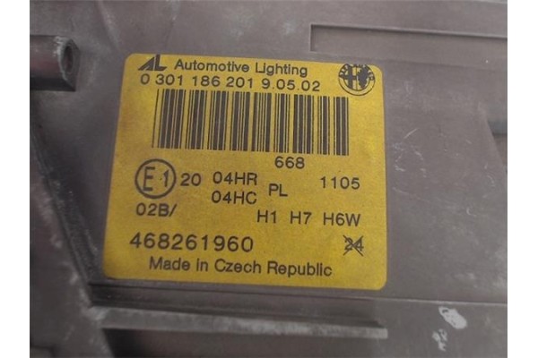 Recambio de faro delantero izquierdo para alfa romeo alfa 147 (190) referencia OEM IAM 468261960 1305235558 