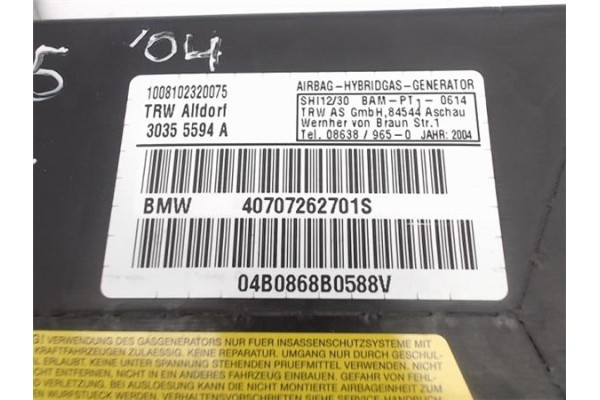 Recambio de airbag lateral trasero izquierdo para bmw serie x5 (e53) referencia OEM IAM 40707262701S 30355594A 