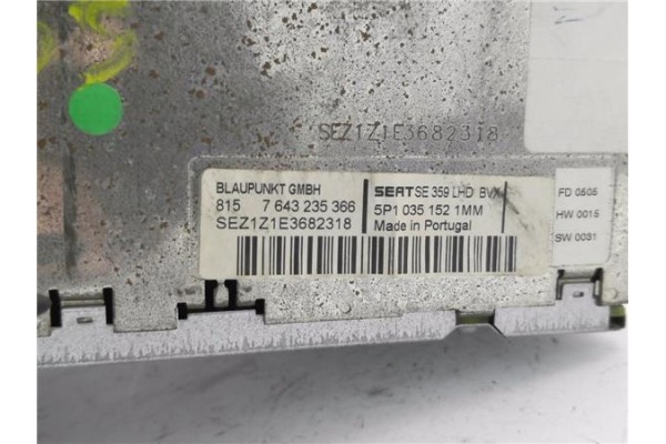 Recambio de radio / cd para seat toledo (5p2) 1.9 tdi referencia OEM IAM 5P10351521 8,15764E+12 