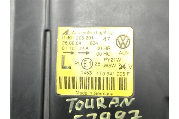 Recambio de faro delantero izquierdo para volkswagen touran (1t1) 1.9 tdi referencia OEM IAM 1T0941005F 0301205201 1T0941005D , 