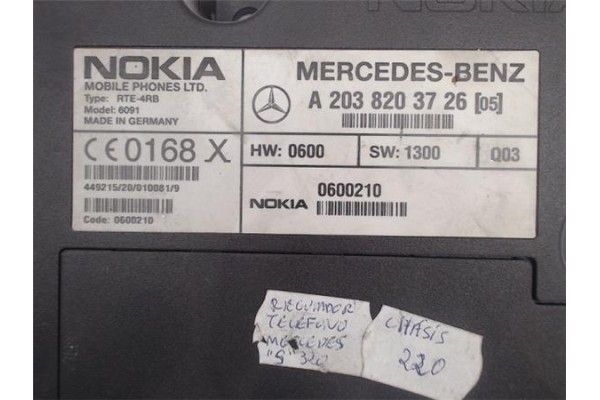 Recambio de centralita para mercedes-benz clase s (bm 220) berlina 3.2 320 (220.065) referencia OEM IAM 20382203726  