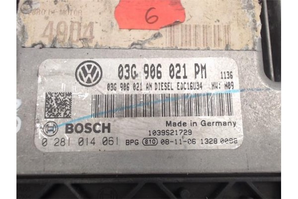 Recambio de centralita para volkswagen golf v berlina (1k1) 1.9 highline bluemotion referencia OEM IAM (03G906021PM) (0281014061