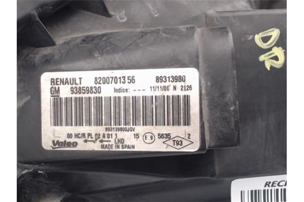 Recambio de faro delantero dcho para opel vivaro 1.9 dti referencia OEM IAM 4417556 93859830 