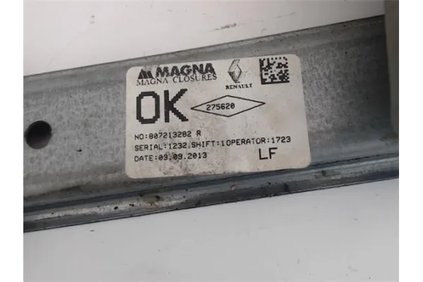 Recambio de mecanismo elevalunas delantero izquierdo para dacia sandero i 1.2 16v referencia OEM IAM 807213282R  