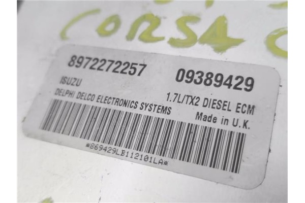 Recambio de centralita para opel corsa c 1.7 club referencia OEM IAM 8972272257 09389429 