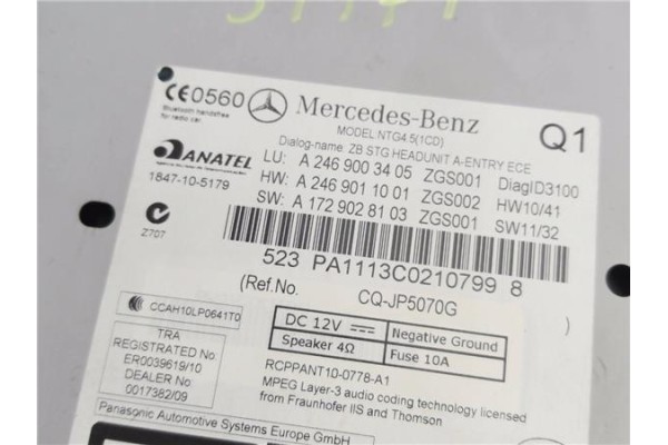 Recambio de autoradio para mercedes-benz clase b (bm 246) 1.8 b 200 cdi (246.201) referencia OEM IAM A2469000916 A2469003108 