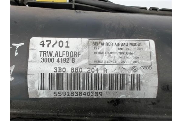 Recambio de airbag lateral delantero derecho para volkswagen passat berlina (3c2) referencia OEM IAM 3B0880204A  