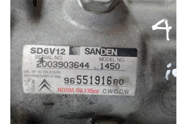 Recambio de compresor aire acond. para citroen berlingo 1.6 16v magic combi referencia OEM IAM 9655191680 1450F 6453GZ , PEUGEOT