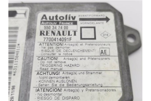 Recambio de centralita airbag para renault megane i (ba0/1_) 1.9 dt (b/sa0k, b/sa0y) referencia OEM IAM 7700414091F 550347400 