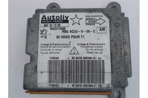 Recambio de centralita airbag para peugeot 206 referencia OEM IAM (602327300) (9652275980) 