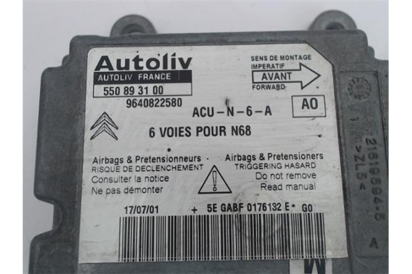 Recambio de centralita airbag para citroen xsara picasso 2.0 hdi referencia OEM IAM (550893100) (9640822580)  Recambio de centralita airbag para citroen xsara picasso 2.0 hdi referencia OEM IAM (550893100) (9640822580)