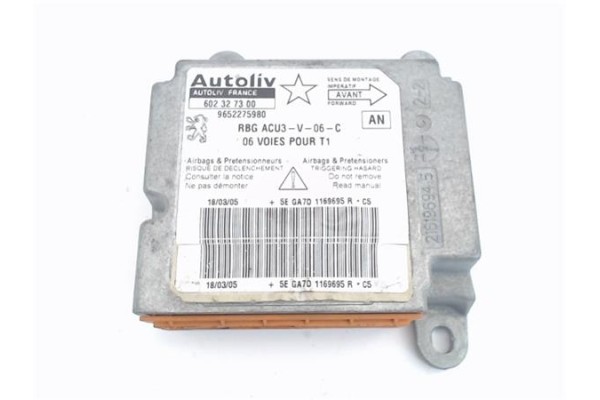 Recambio de centralita airbag para peugeot 206 1.4 x-line clim referencia OEM IAM (602327300) (9652275980)  Recambio de centralita airbag para peugeot 206 1.4 x-line clim referencia OEM IAM (602327300) (9652275980)
