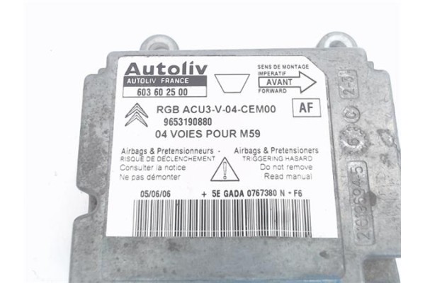 Recambio de centralita airbag para citroen berlingo 1.6 hdi 90 600 niv.b furgón referencia OEM IAM    Recambio de centralita airbag para citroen berlingo 1.6 hdi 90 600 niv.b furgón referencia OEM IAM