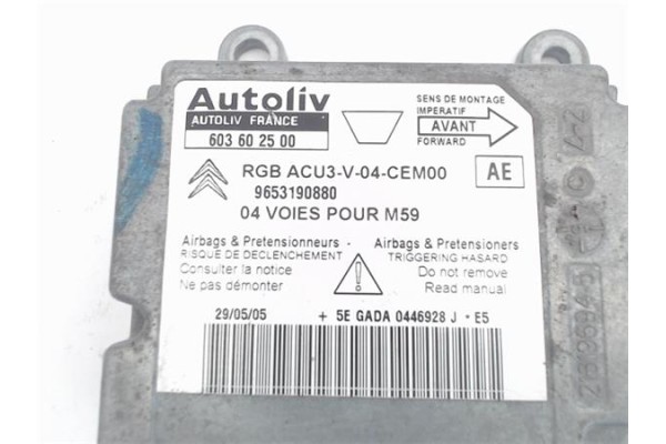 Recambio de centralita airbag para citroen berlingo 1.6 hdi 75 600 first furgón referencia OEM IAM (603602500) (9653190880)  Recambio de centralita airbag para citroen berlingo 1.6 hdi 75 600 first furgón referencia OEM IAM (603602500) (9653190880)