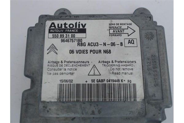 Recambio de centralita airbag para citroen xsara picasso 1.6 16v x referencia OEM IAM (550893100) (9646757180)  Recambio de centralita airbag para citroen xsara picasso 1.6 16v x referencia OEM IAM (550893100) (9646757180)