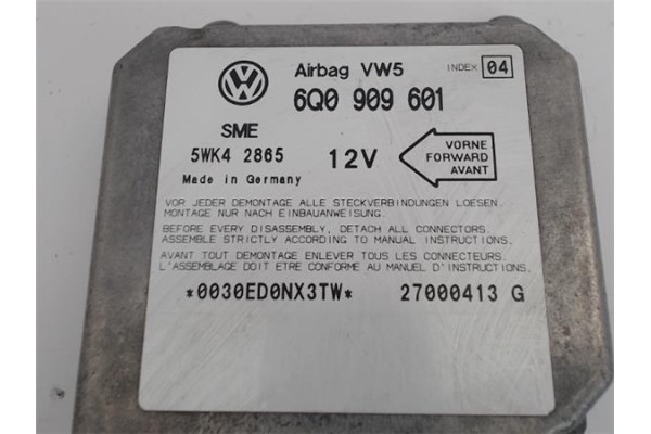 Recambio de centralita airbag para seat toledo (1m2) 1.6 sport tech referencia OEM IAM (6Q0909601)   Recambio de centralita airbag para seat toledo (1m2) 1.6 sport tech referencia OEM IAM (6Q0909601)